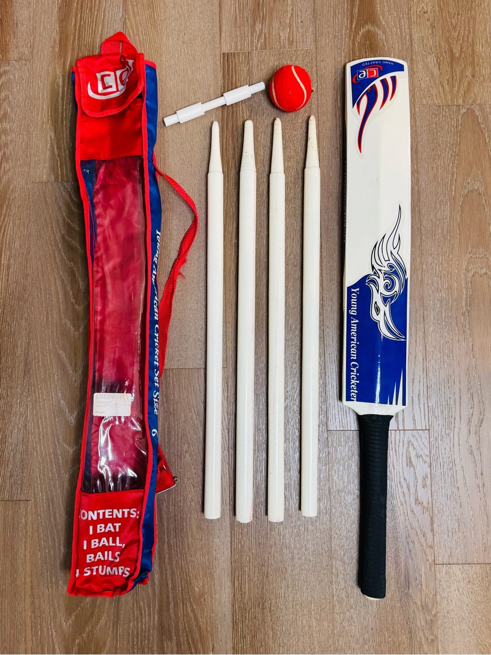 Junior Cricket Bat Set Wooden Kids Youth Practice Training Outdoor Play Ball Set